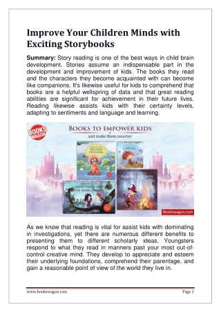Improve Your Childrens Mind with Exciting Storybooks - Bookswagon