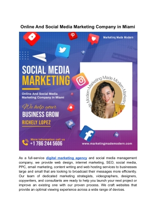 Online And Social Media Marketing Company in Miami