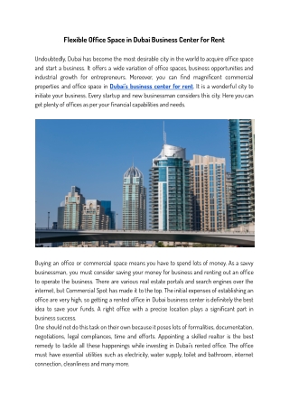 Flexible Office Space in Dubai Business Center for Rent