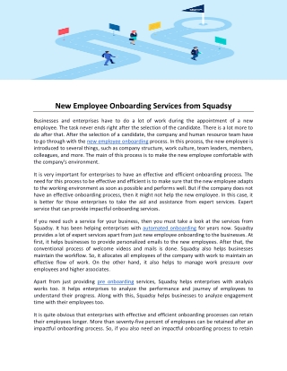 New Employee Onboarding Services from Squadsy