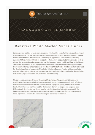 White Banswara Marble manufacturer and supplier in India