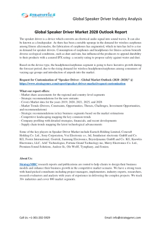Speaker Driver Market Forecasts to 2028
