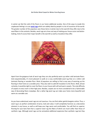 Get Perfect Wool Rugs for Winter from Rug house