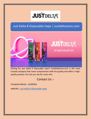 Just Delta 8 Disposable Vape | Justdeltastore.com