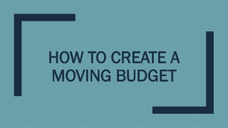 How To Create A Moving Budget
