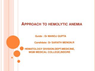 PPT - Approach to hemolytic anemia PowerPoint Presentation, free ...