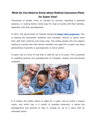 What Do You Need to Know about Medical Insurance Plans for Super Visa?