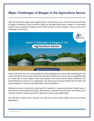 What are The Challenges of Biogas in the Agriculture Sector?