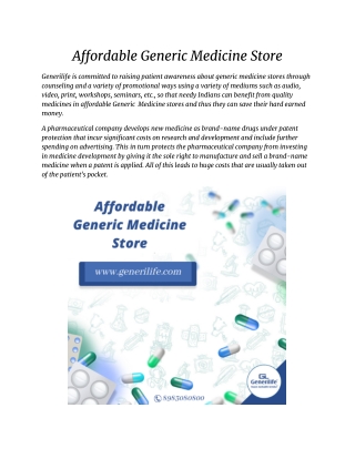 Affordable Generic Medicine Store