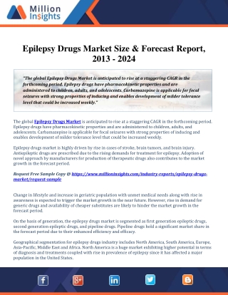Epilepsy Drugs Market Trend Analysis and Application Forecast 2013-2024