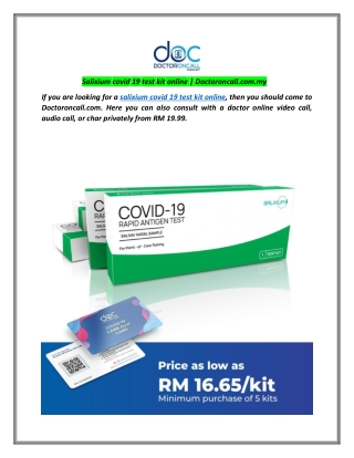 Salixium covid 19 test kit online | Doctoroncall.com.my