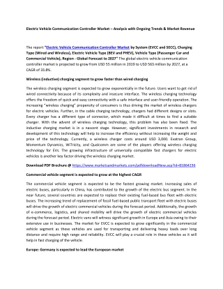 Electric Vehicle Communication Controller Market – Analysis with Ongoing Trends
