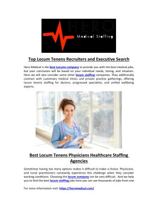 Top Locum Tenens Recruiters and Executive Search