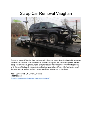 Scrap Car Removal Vaughan