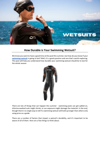 How Durable is Your Swimming Wetsuit