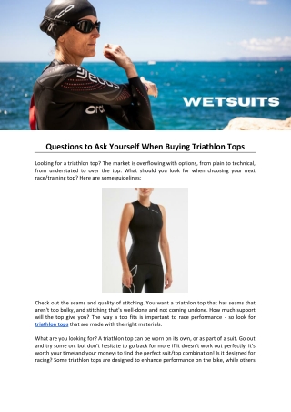 Questions to Ask Yourself When Buying Triathlon Tops