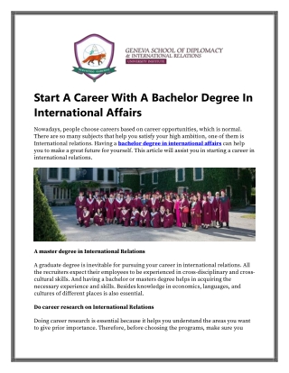 Start A Career With A Bachelor Degree In International Affairs