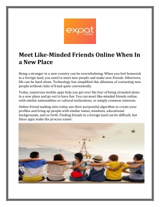 Meet Like-Minded Friends Online When In a New Place