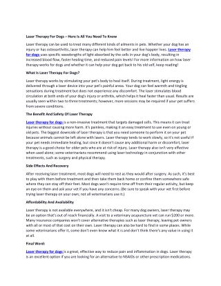 Laser Therapy For Dogs – Here Is All You Need To Know