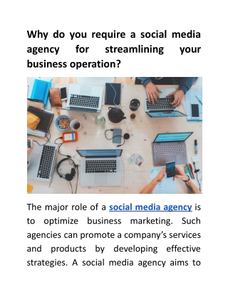 Why do you require a social media agency for streamlining your business operation