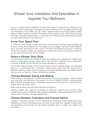 Shower Door Installation And Specialties In Upgrade Your Bathroom-converted