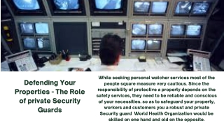 Defending Your Properties - The Role of private Security Guards