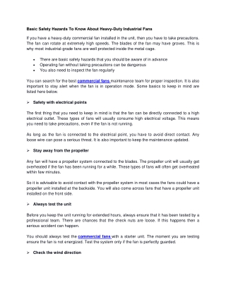 Basic Safety Hazards To Know About Heavy-Duty Industrial Fans
