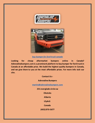 Buy Bumper for Ford Truck Canada | Adrenalinebumpers.com