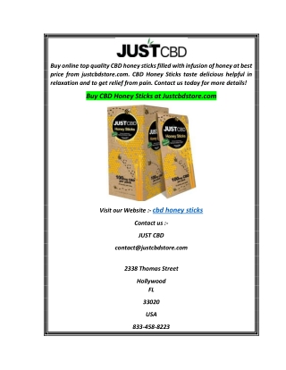 Buy CBD Honey Sticks at Justcbdstore.com0