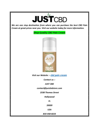 Shop Quality CBD Pain Cream