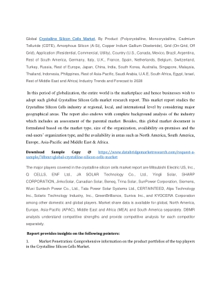 Crystalline Silicon Cells Market