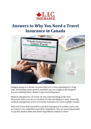 Answers to Why you Need a Travel Insurance in Canada