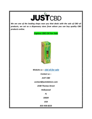 Explore CBD Oil For Sale