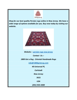 Persian Rugs New Jersey  1800getarug.com