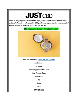Cbd Vape Juice Guide  Justcbdstore.com