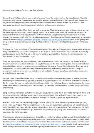 More Info On Cruise Cancun