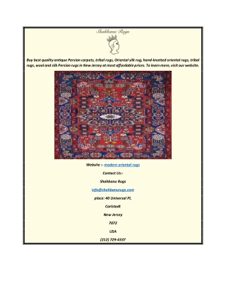 Modern Oriental Rugs  Shahbanurugs.com