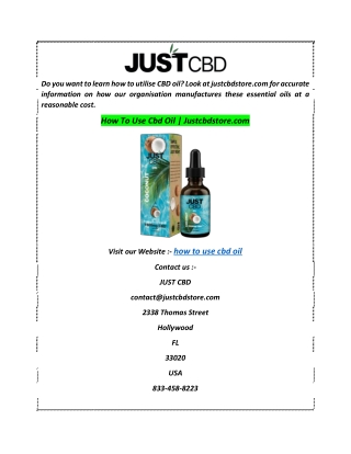 How To Use Cbd Oil  Justcbdstore.com