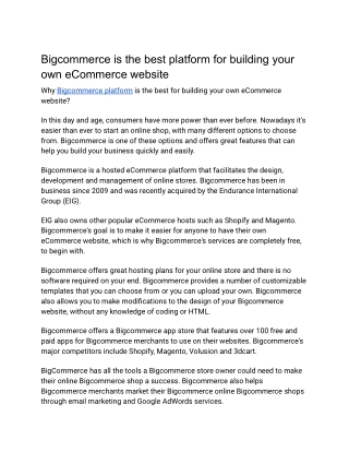 Build your eCommerce website with Bigcommerce platform