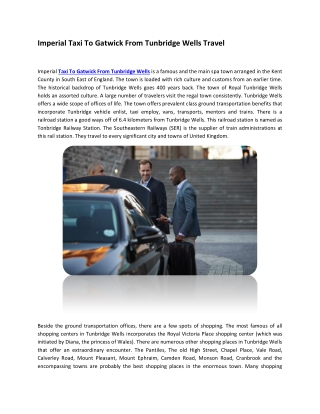 Imperial Taxi To Gatwick From Tunbridge Wells Travel