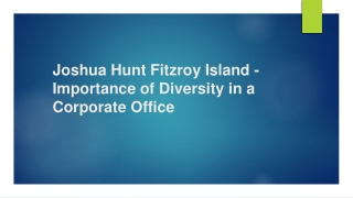 Joshua Hunt Fitzroy Island - Importance of Diversity in a Corporate Office