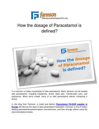 How the dosage of Paracetamol is defined