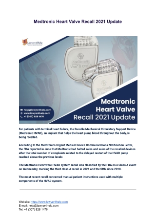 Medtronic Heart Valve Recall 2021 Update