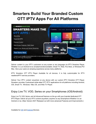 Fully customizable And Brandable OTT IPTV Apps For All Platforms