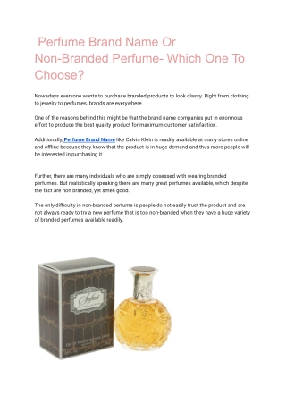 Perfume Brand Name Or Non-Branded Perfume- Which One To Choose