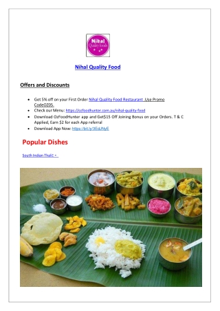 15% Off - Nihal Quality Food Indian Restaurant Menu Blacktown,NSW