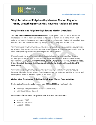 Vinyl Terminated Polydimethylsiloxane Market Investment Scenario 2021