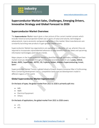 Superconductor Market Growth Opportunities, Revenue Analysis till 2026