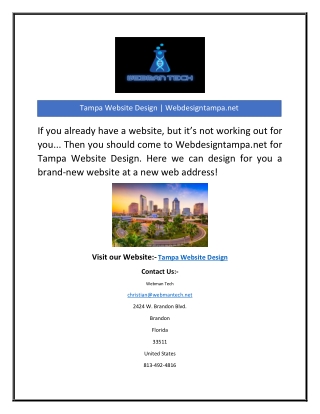 Tampa Website Design | Webdesigntampa.net