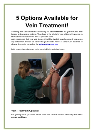 5 Options Available for Vein Treatment